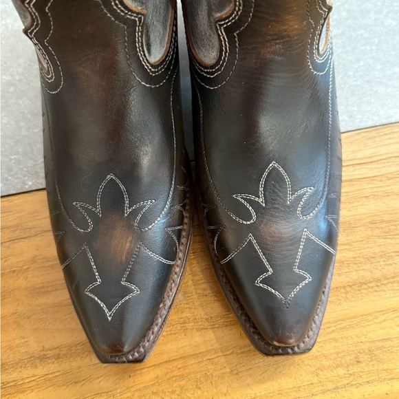 Freebird Misty Ice Tall Black White Gray Western Leather Boots Size 6 - Picture 7 of 16